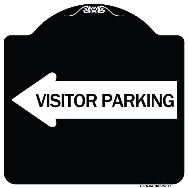 Signmission Visitor Parking With Left Arrow Heavy-Gauge Aluminum Architectural Sign, 18" x 18", BW-1818-24377 A-DES-BW-1818-24377 - main